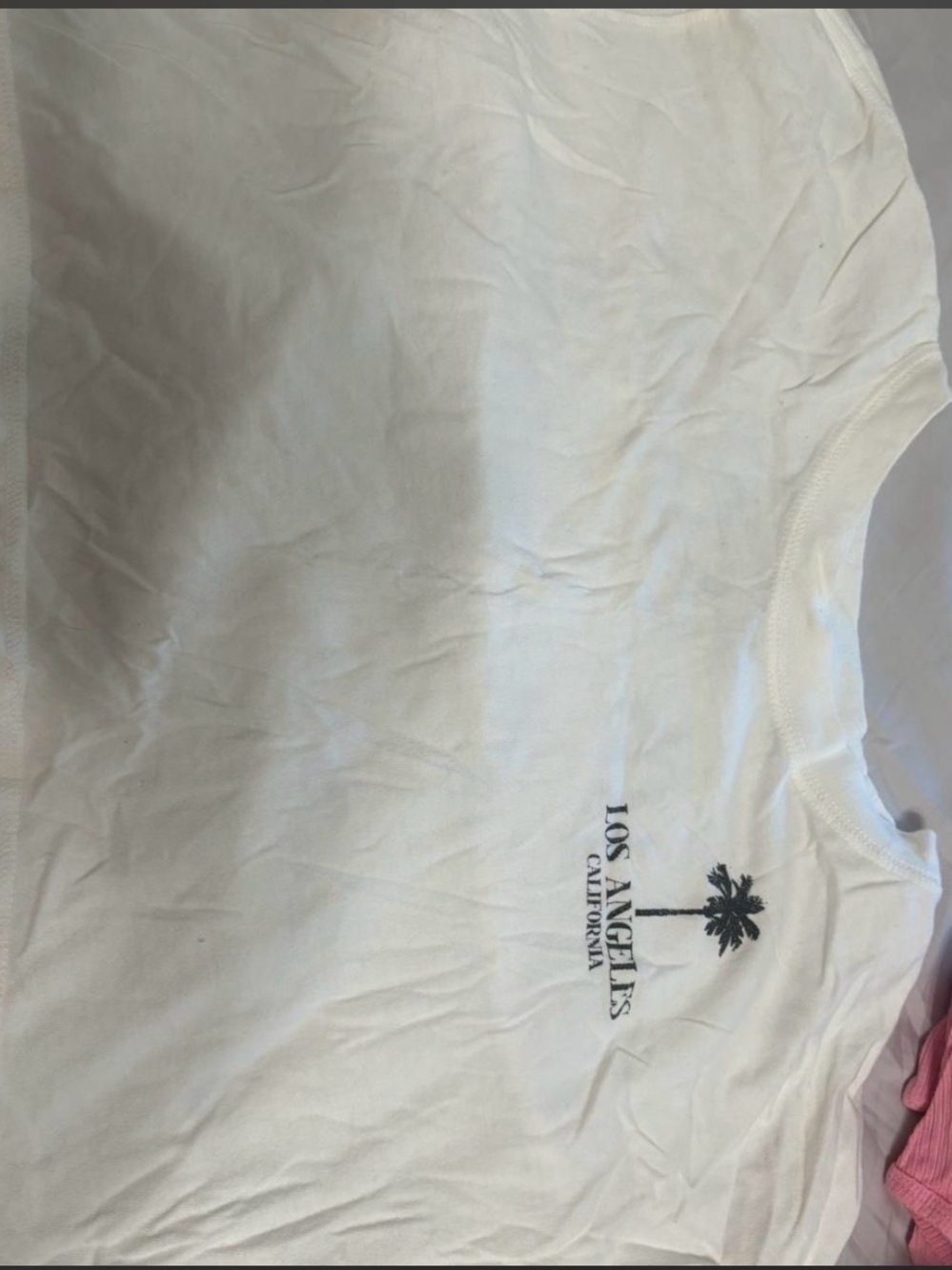Aeropostale White Cropped Los Angeles Graphic Tee with Black Palm